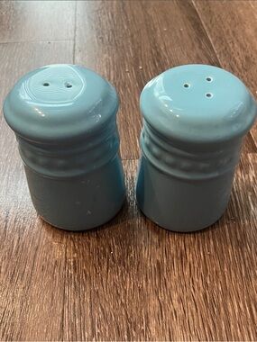 Vintage Emeril Ceramic Salt and Pepper Shakers in Light Blue